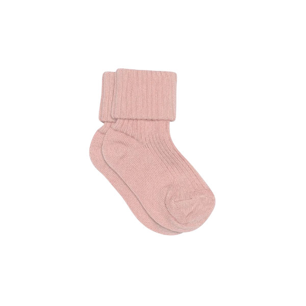 Baby Socks Rib Cotton Silver Pink