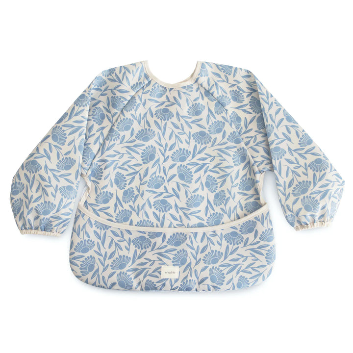 Mushie Longsleeve Bib Blue Flowers