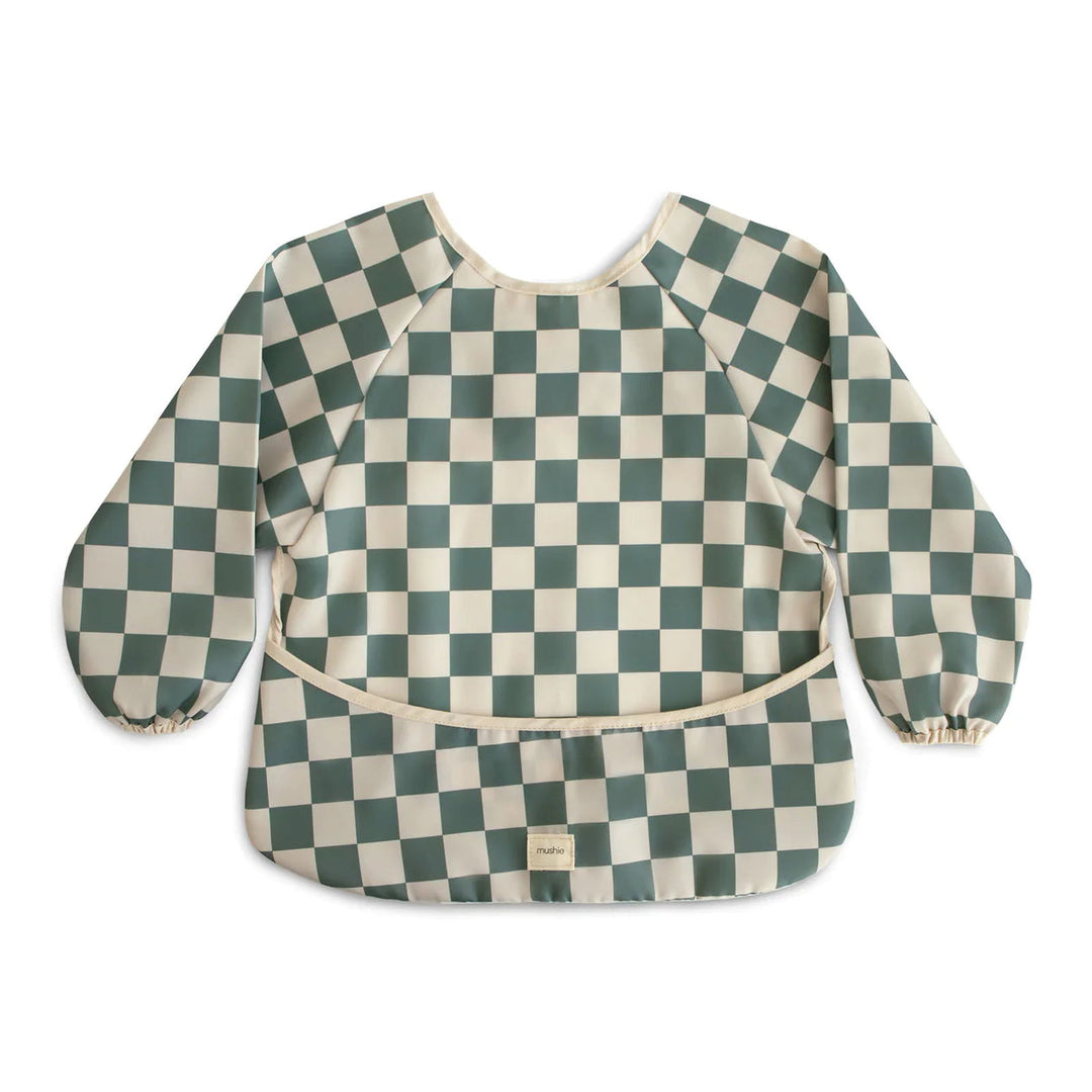 Mushie Longsleeve Bib Olive Check - La Gentile Store