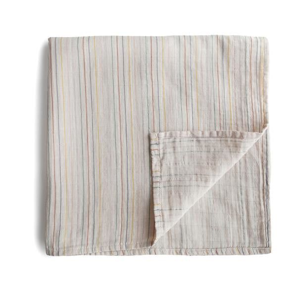 Mushie Muslin Swaddle Retro Stripes - La Gentile Store