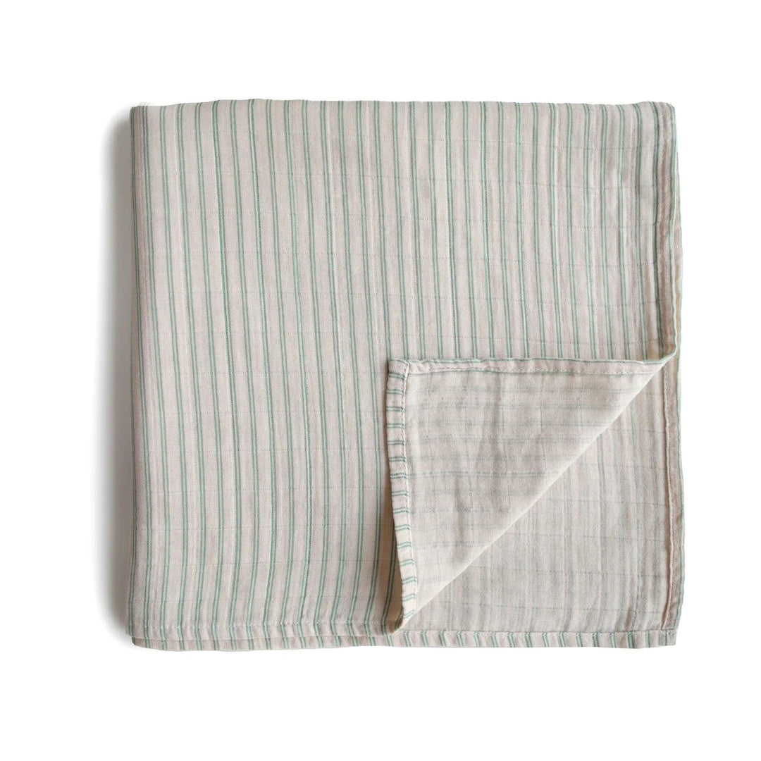 Mushie Muslin Swaddle Sage Stripe - La Gentile Store