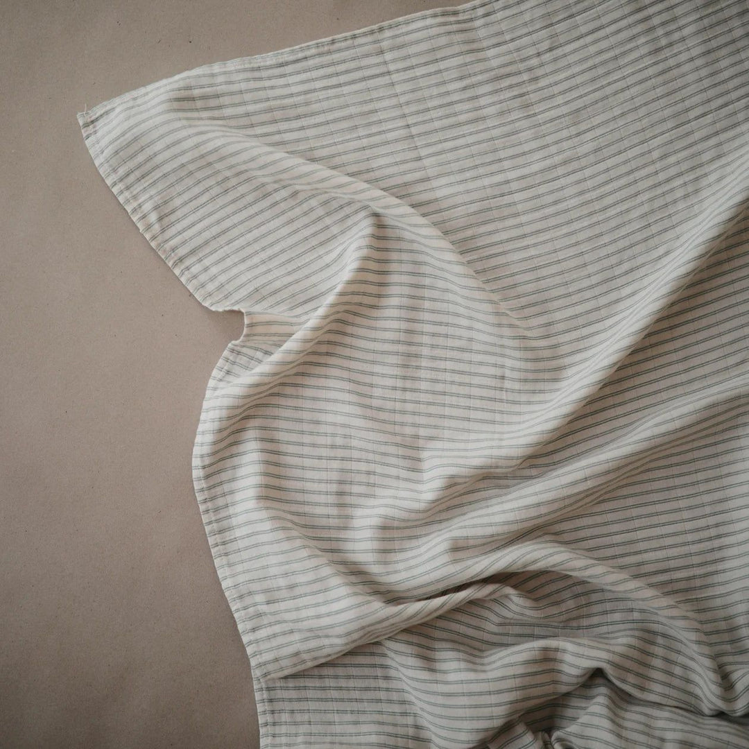 Mushie Muslin Swaddle Sage Stripe - La Gentile Store