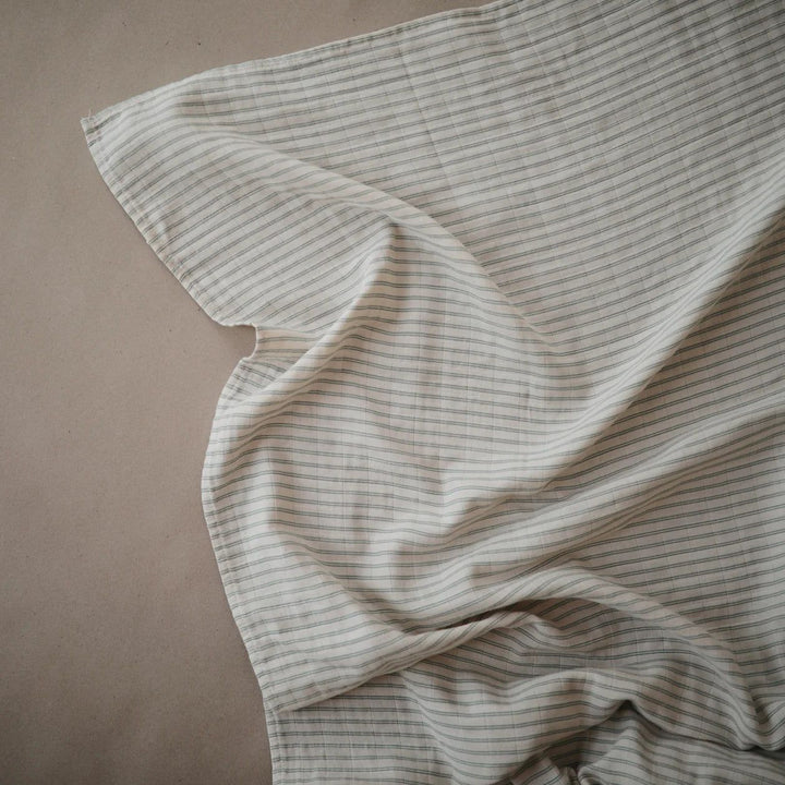 Mushie Muslin Swaddle Sage Stripe - La Gentile Store