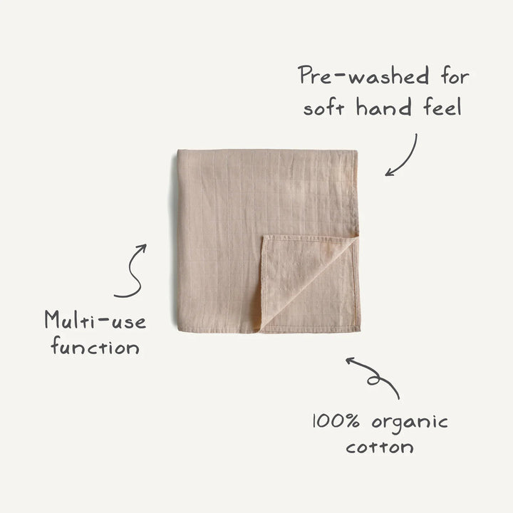 Mushie Muslin Swaddle Soft Mauve - La Gentile Store