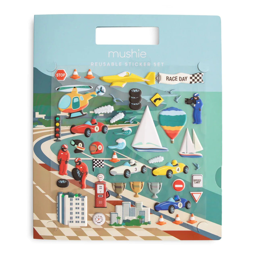 Mushie Reusable Sticker Set Race Cars - La Gentile Store