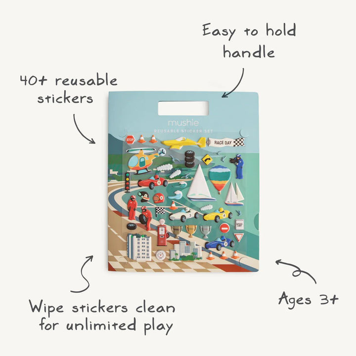 Mushie Reusable Sticker Set Race Cars - La Gentile Store