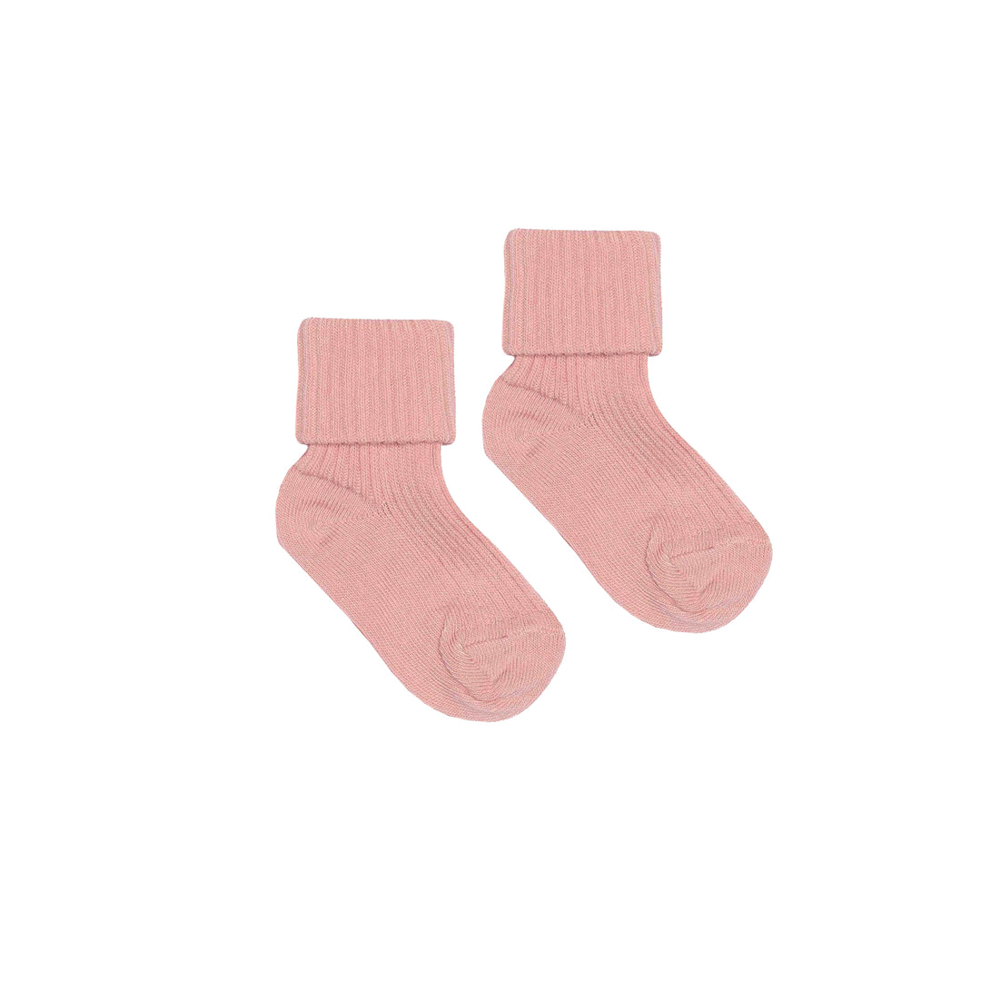 Baby Socks Rib Cotton Silver Pink