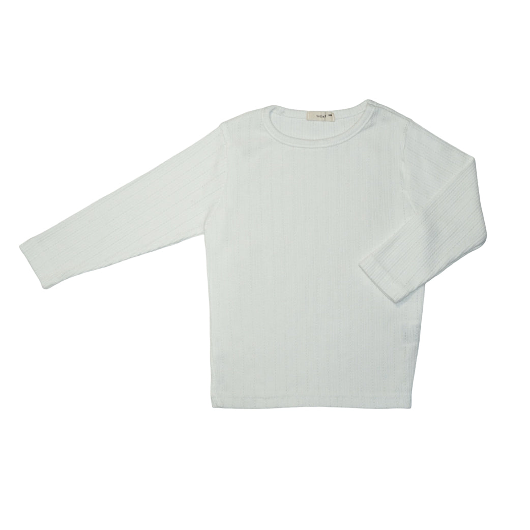 Pointelle Long Sleeve Shirt White