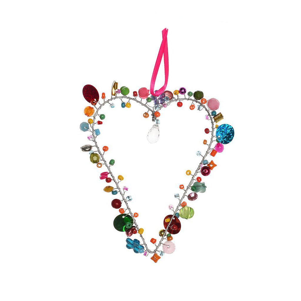 Handmade Beaded Heart Wall Decoration