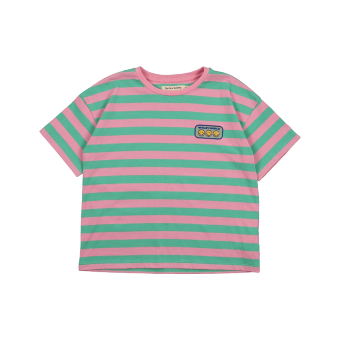 The New Society Smiley T-Shirt Hibiscus Stripe