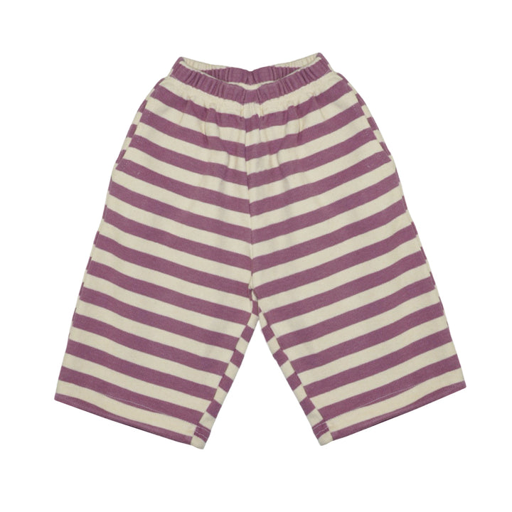 Striped Drawstring Sweatpants Purple - Cream