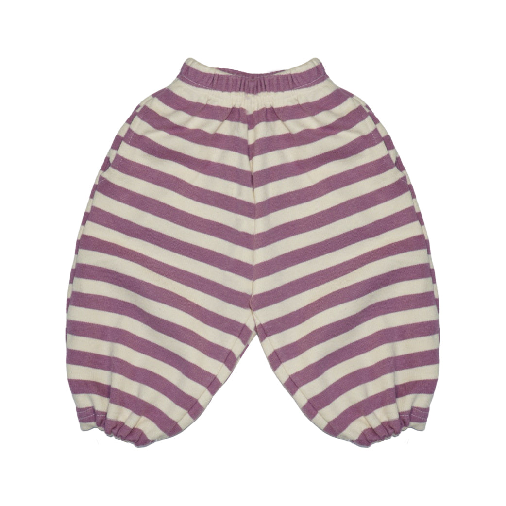 Striped Drawstring Sweatpants Purple - Cream