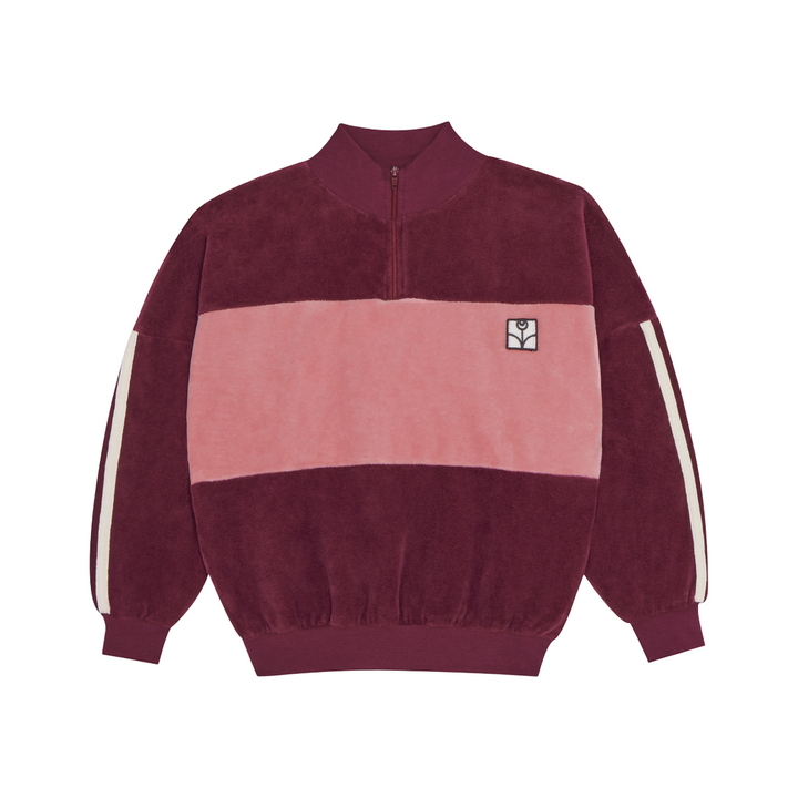 The Campamento Velour Color Block Sweatshirt Burgundy