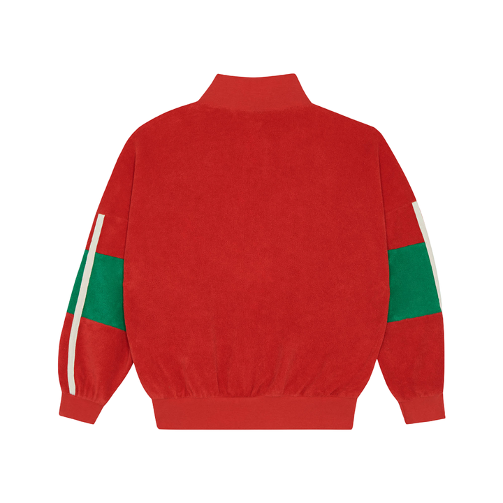 The Campamento Red Color Block Zipped Sweatshirt
