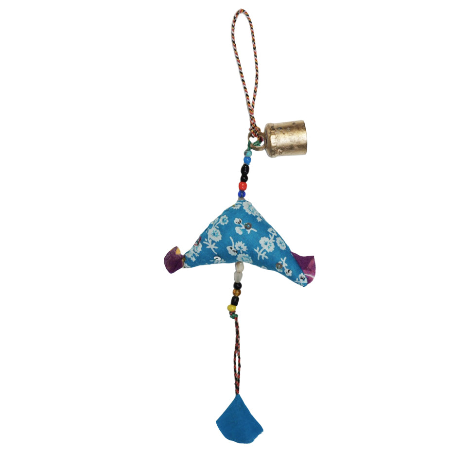 Vintage Bird with Bell Pendant Blue