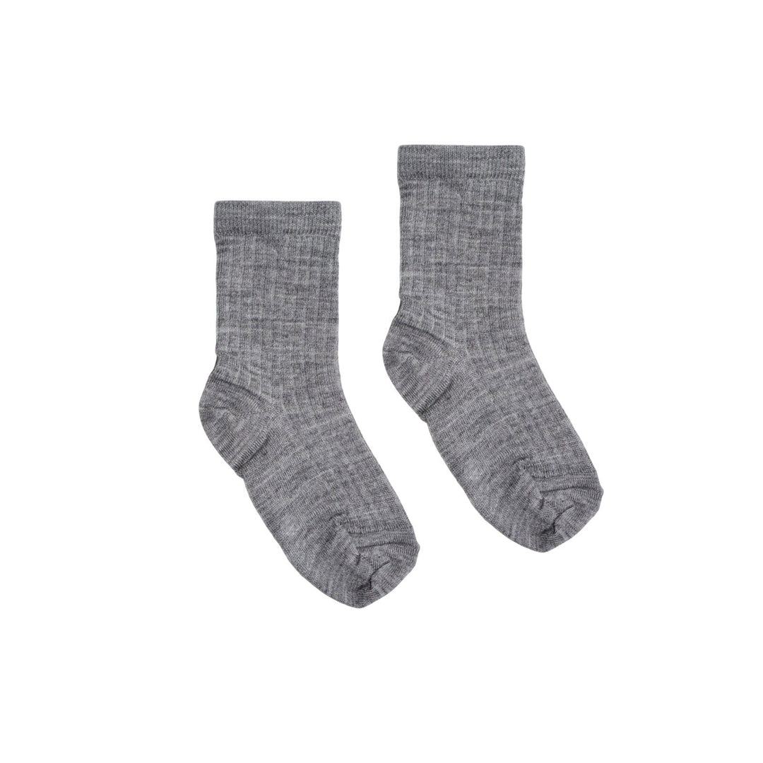 Wool Rib Kids Socks Grey Melange - La Gentile Store