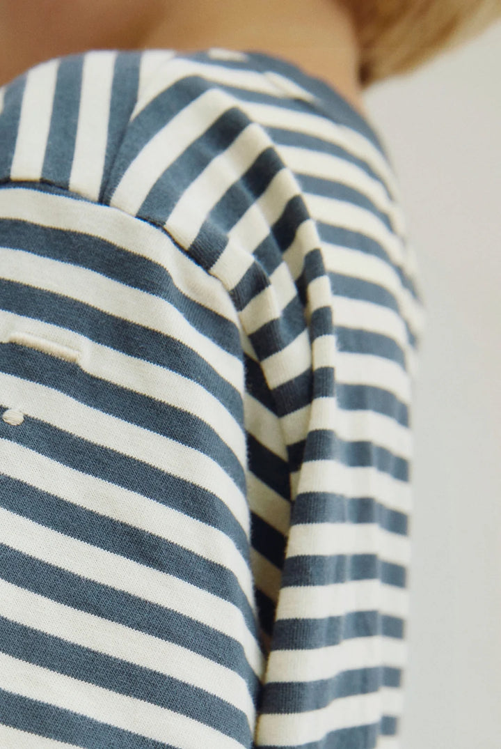 Gray Label Striped Long Sleeve Shirt Blue Grey - Cream