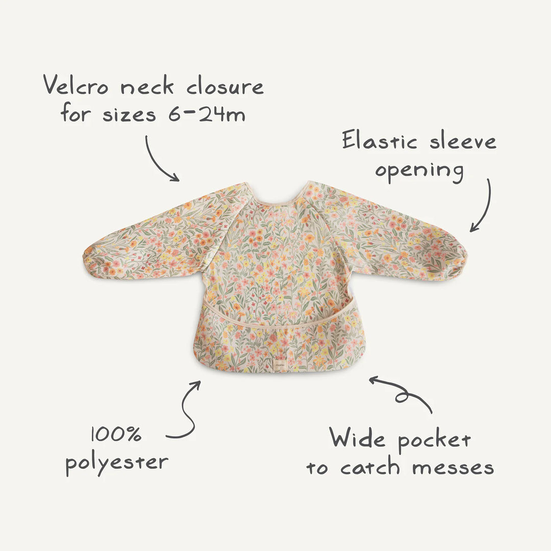 Mushie Longsleeve Bib Blue Flowers