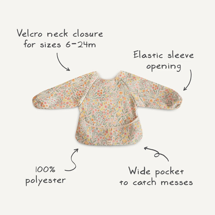 Mushie Longsleeve Bib Blue Flowers